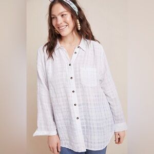 Anthropologie Pilcro & The Letterpress Long Sleeve Button Down White Shirt 10